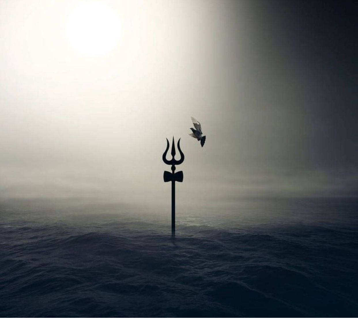 Contemplative Trishul Silhouette Background