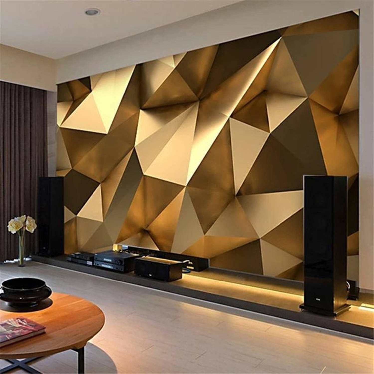 Contemporary Modern Gold Polygon Abstract Wall Background