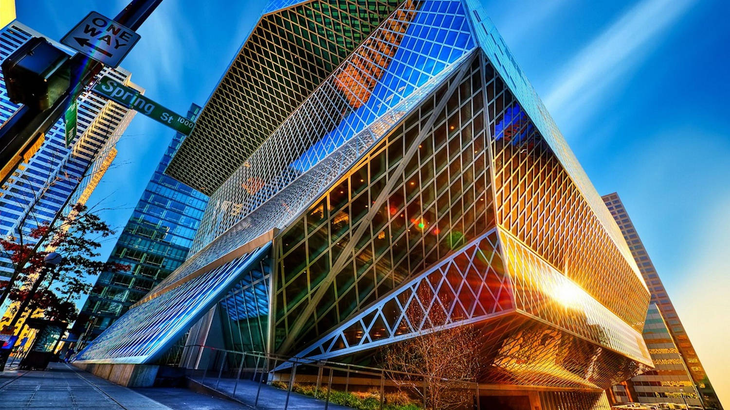 Contemporary Modern Seattle Central Library Background