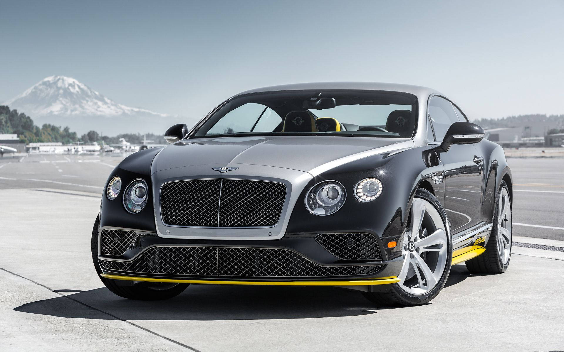 Continental Gt Yellow Detail Bentley Cars Background