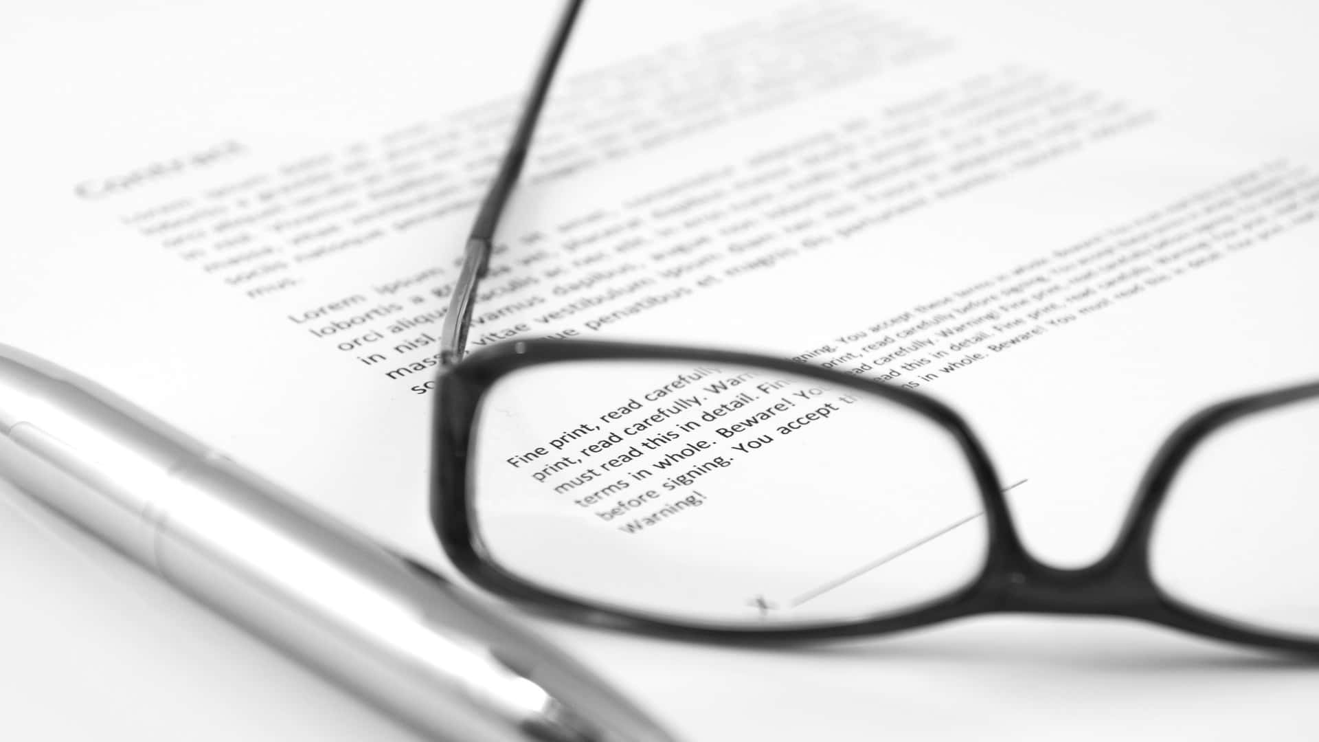 Contract And Black Eyeglasses Background