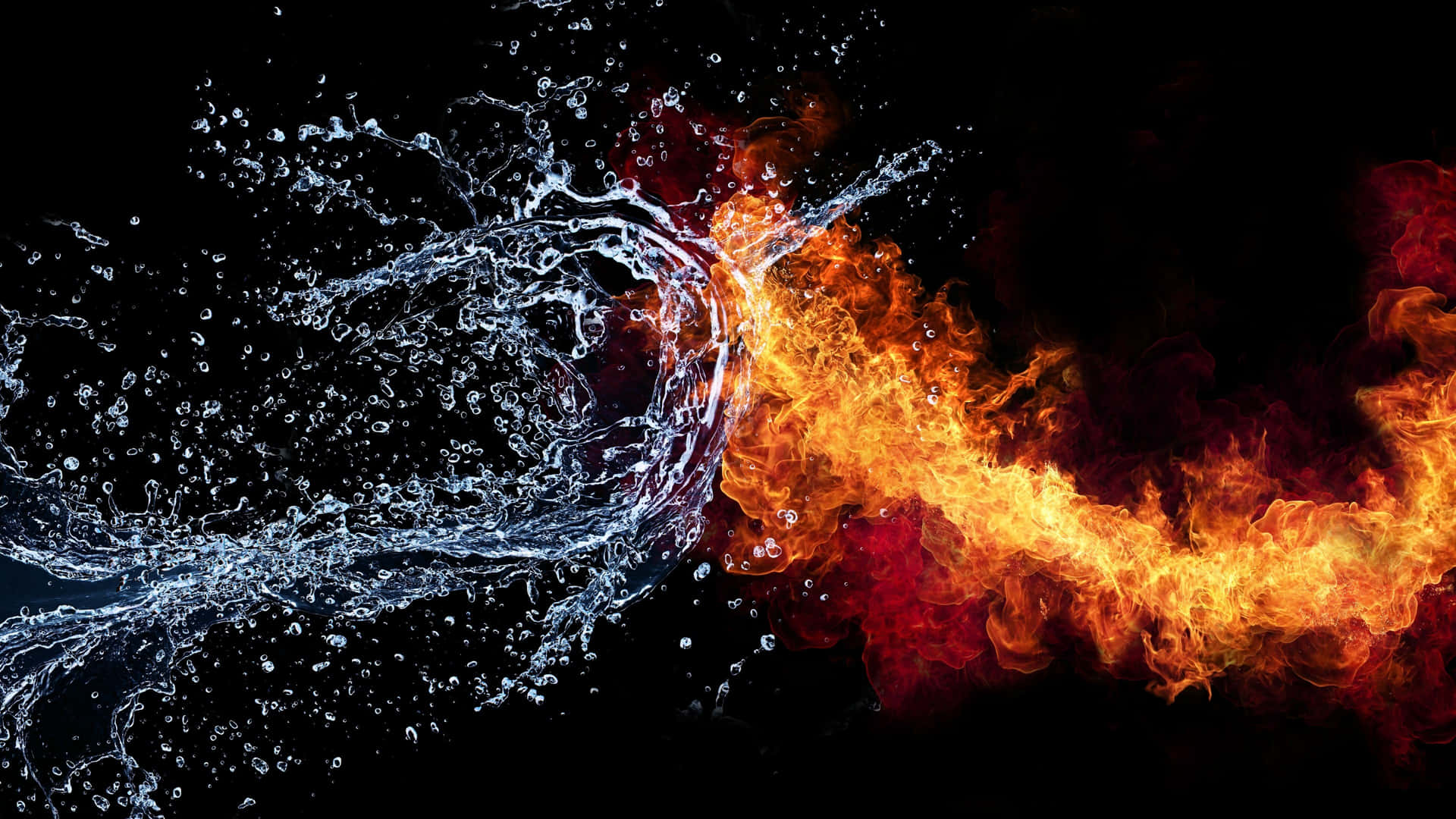 Contradictory Elements, Fire And Water, Together In Balance Background