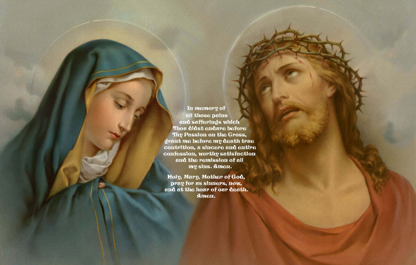 Contrite Jesus And Mary Background