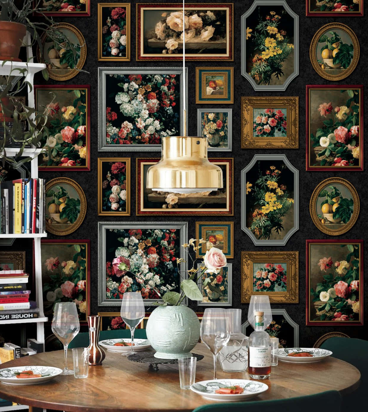 Conventional Dining Room With Artistic Frame Background