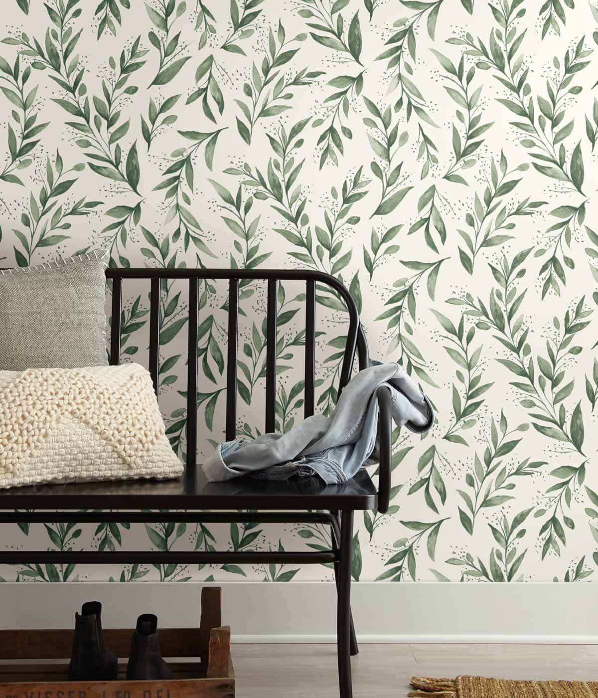 Conventional Living Room With Leaf Art Background