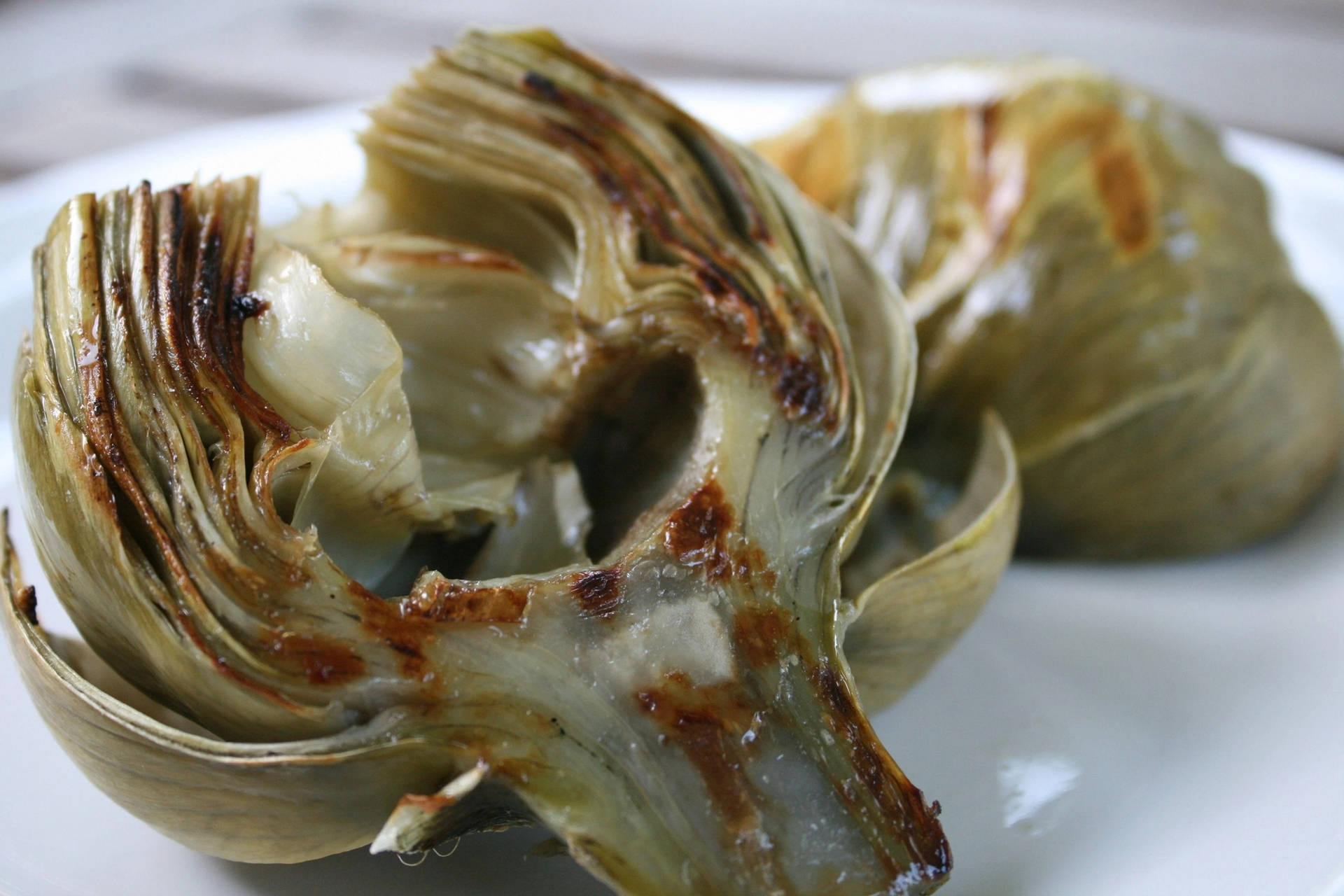 Cooked Sliced Artichoke Vegetable On Plate