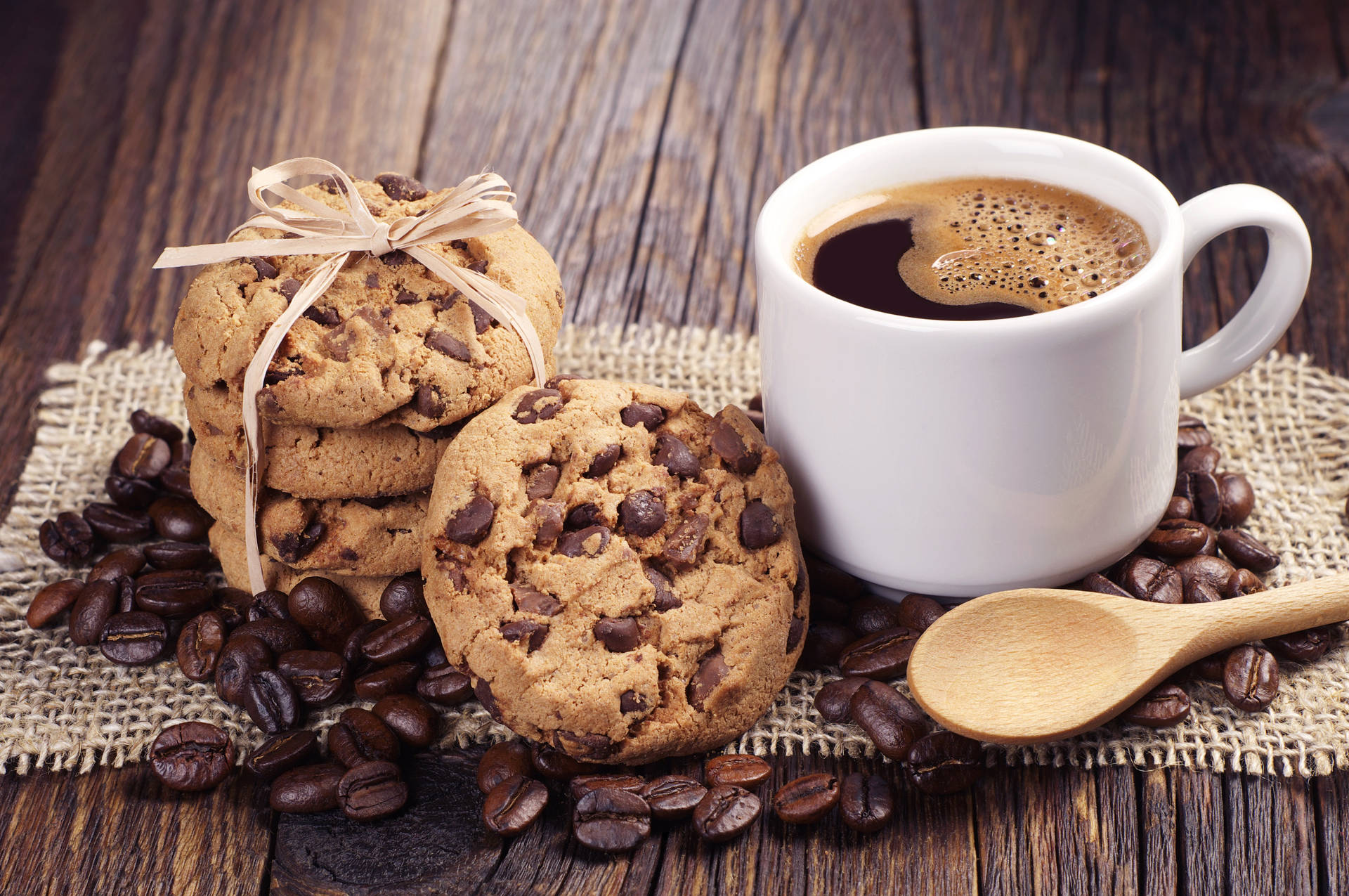 Cookies And Black Coffee Background