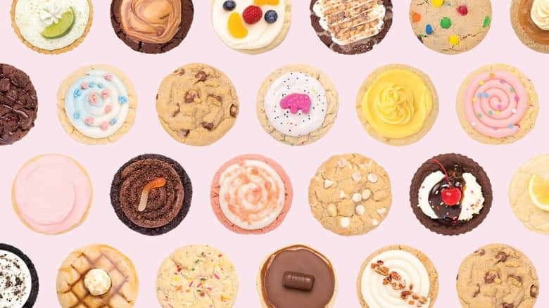 Cookies And Cupcakes On A Pink Background Background