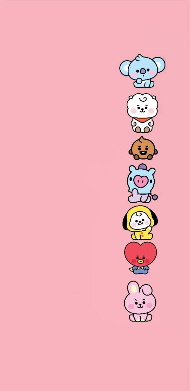 Cooky Bt21 Friends In Line Background