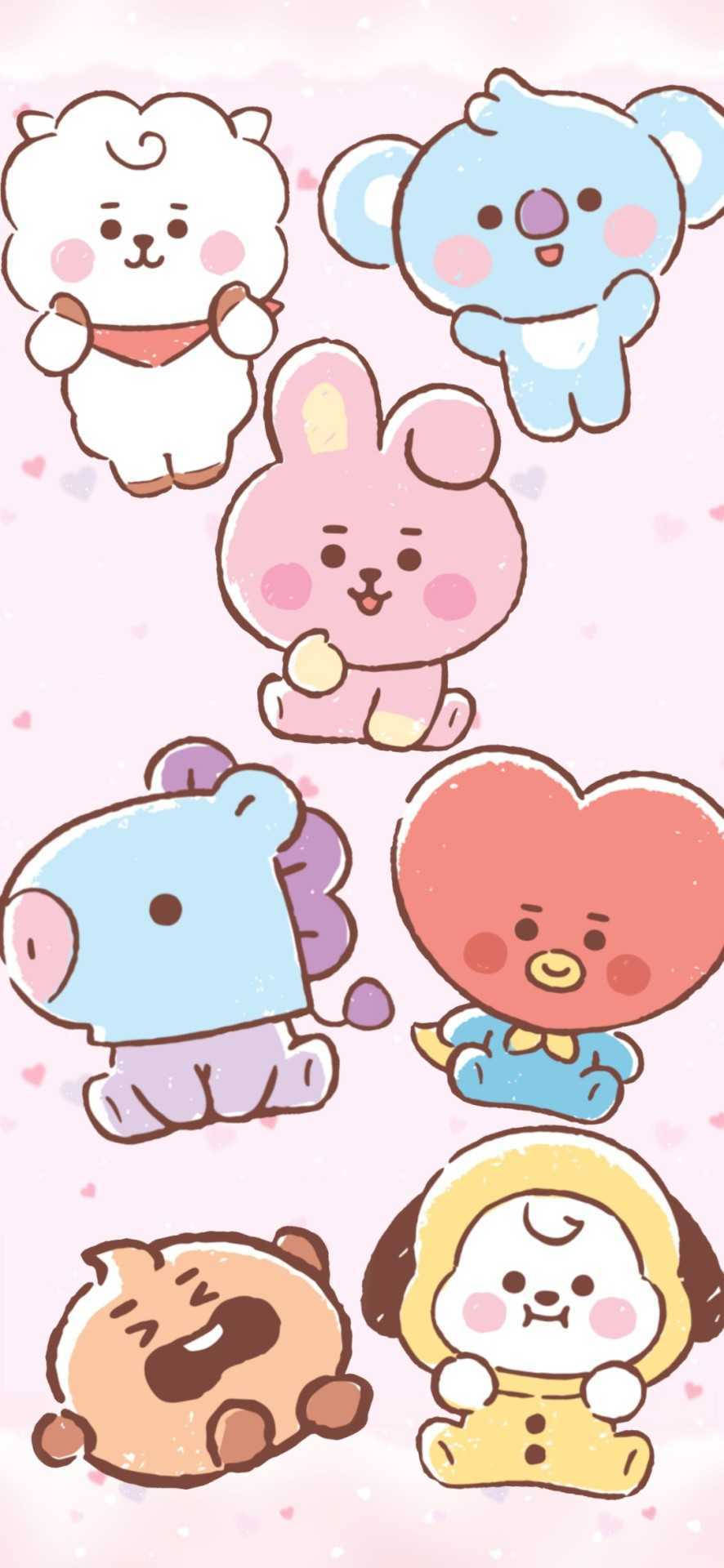 Cooky Bt21 With Line Friends Background