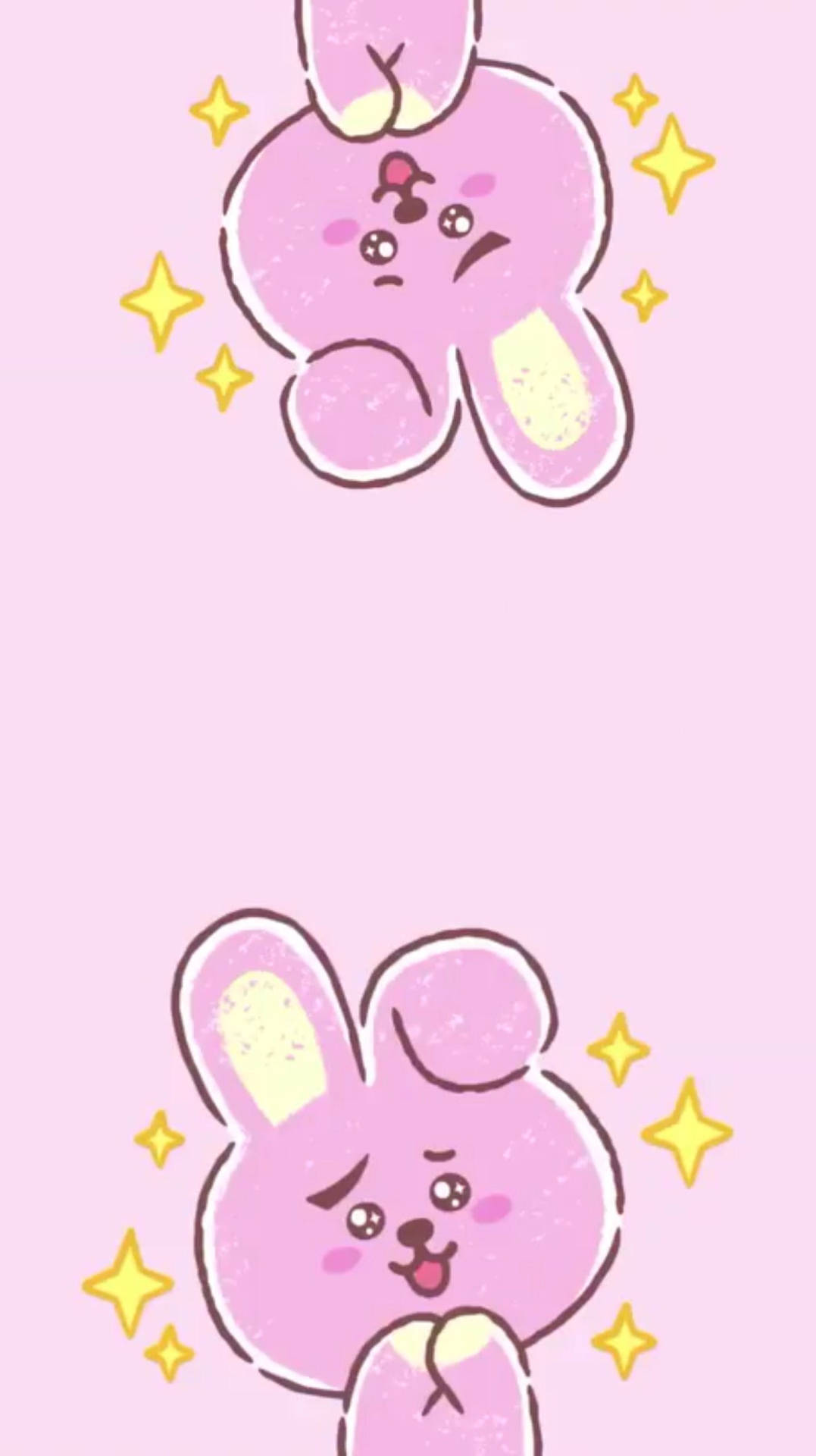 Cooky Bt21 Yellow Star Glitters Background