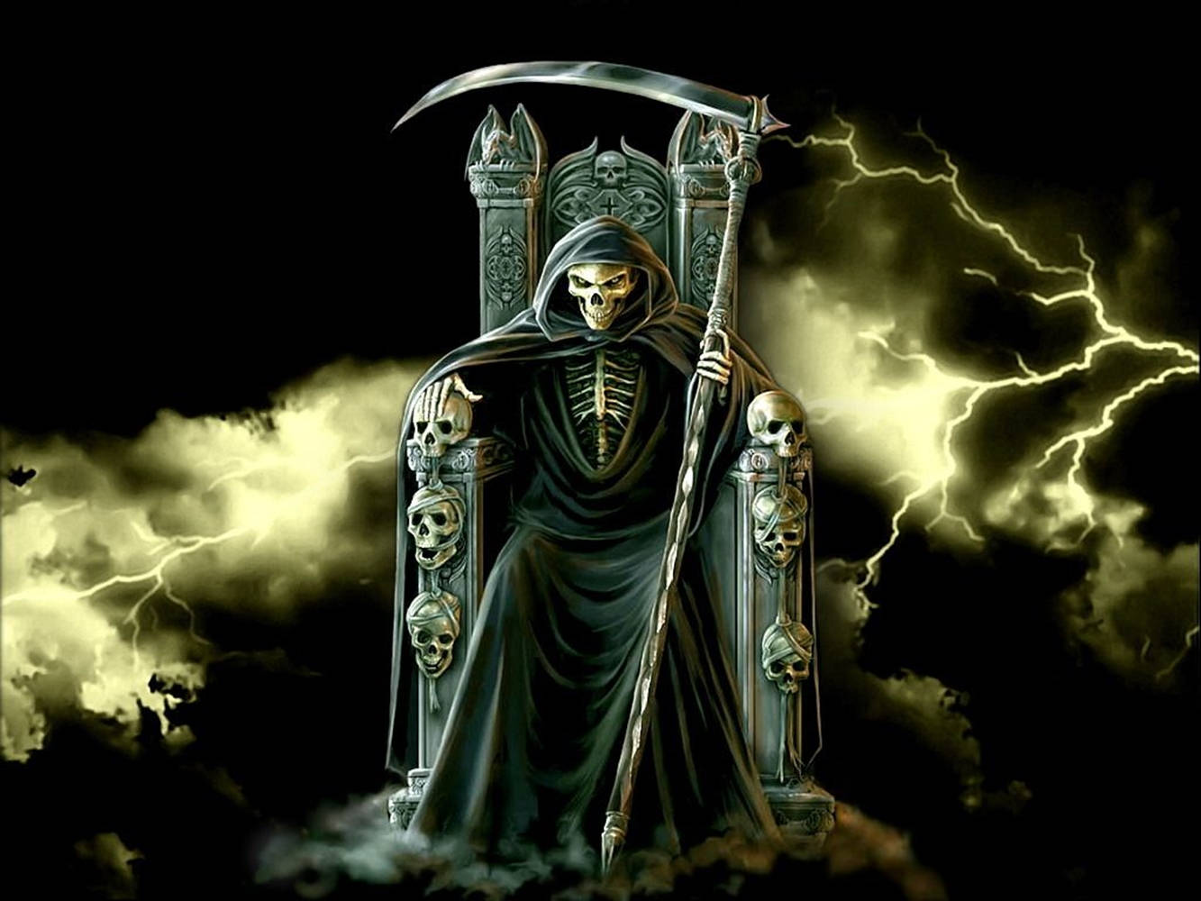 Cool 3d Ghost In Death Throne Background
