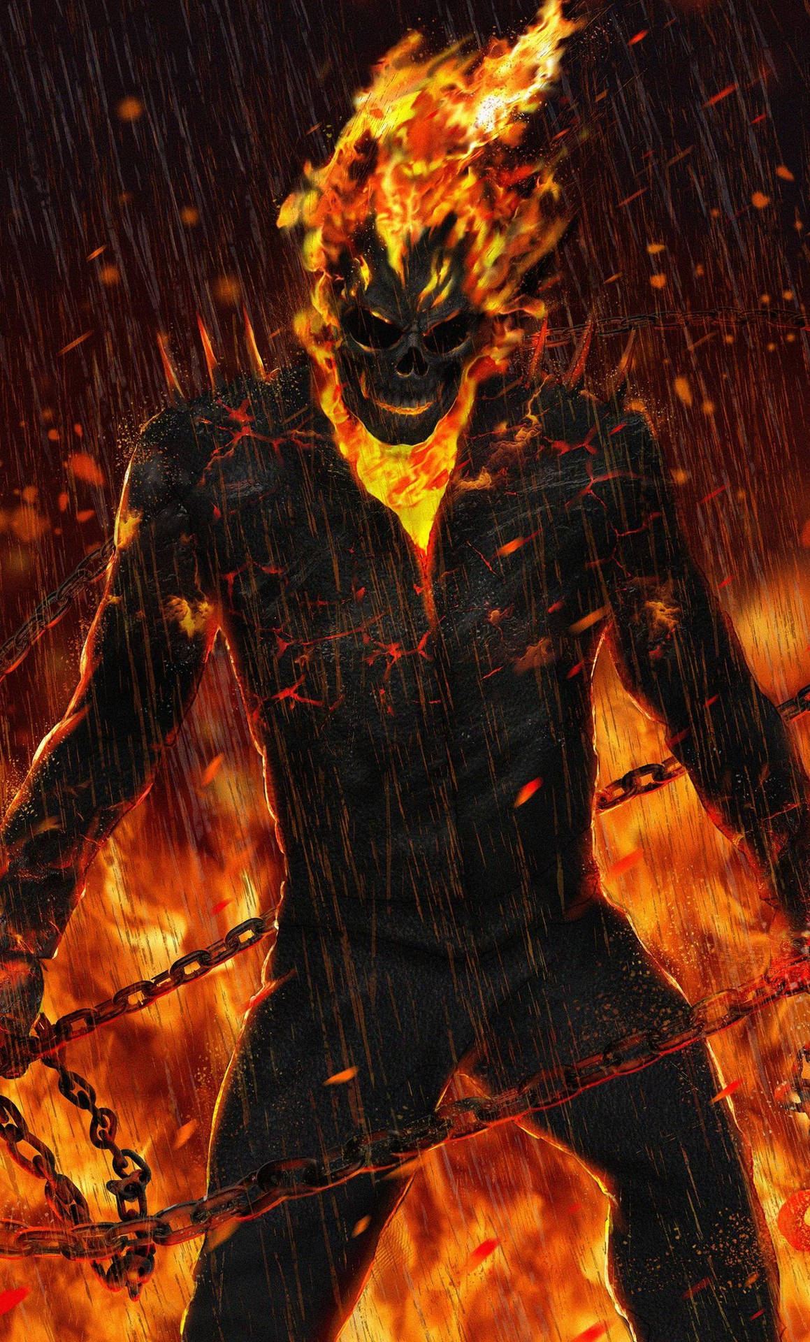Cool 3d Ghost Rider In Flames Background