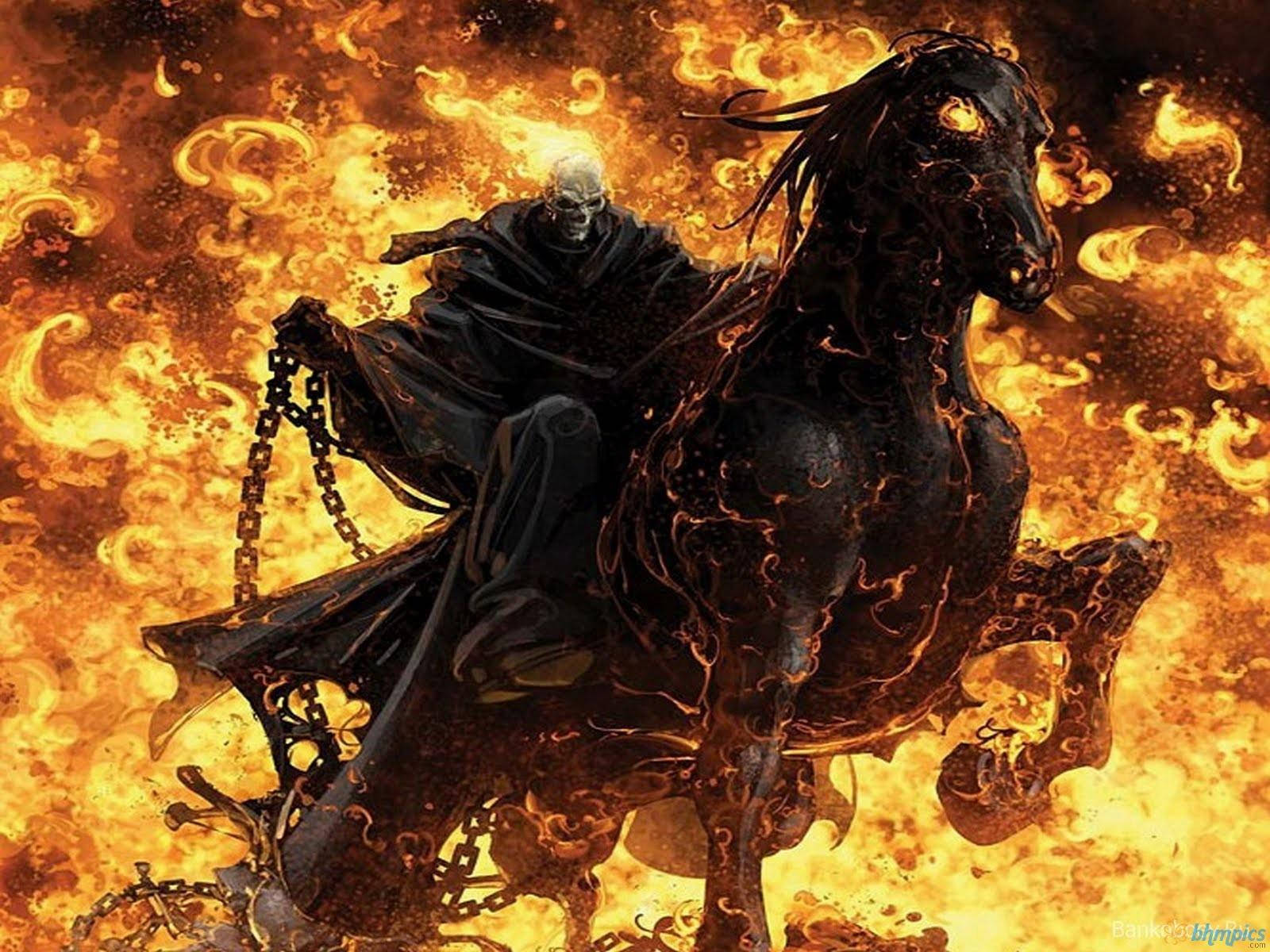 Cool 3d Ghost Rider In Horse Background