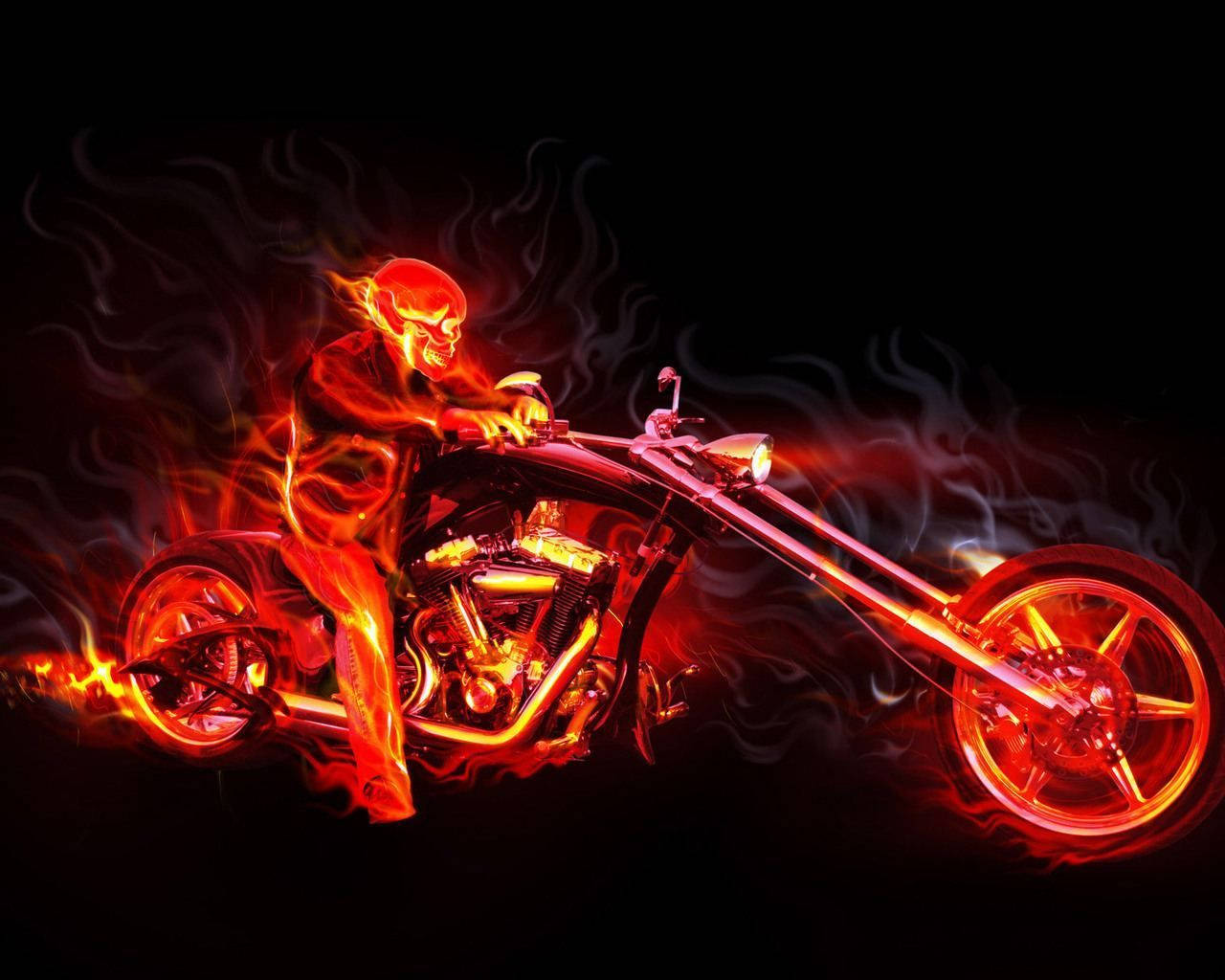 Cool 3d Ghost Rider With Hellish Motorcycle