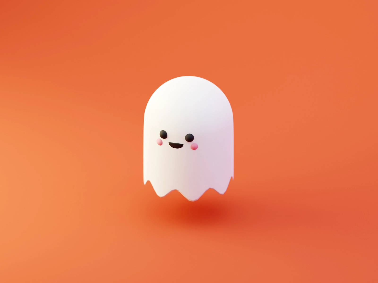 Cool 3d Ghost White In Orange Background