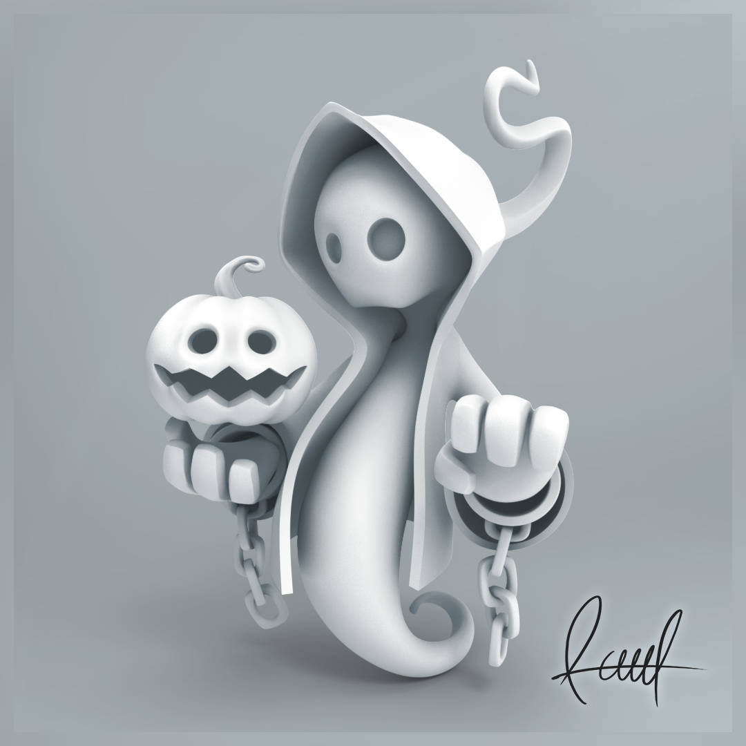 Cool 3d Ghost With Chains Background