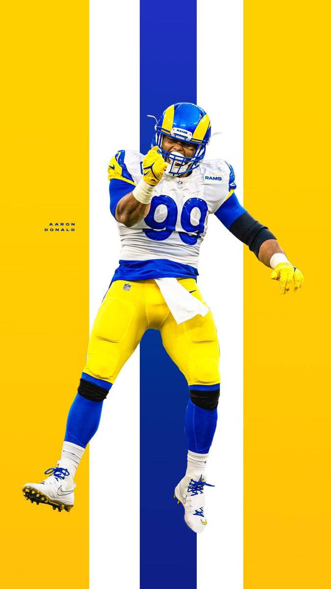 Cool Aaron Donald Blue And Yellow Football Jersey Background
