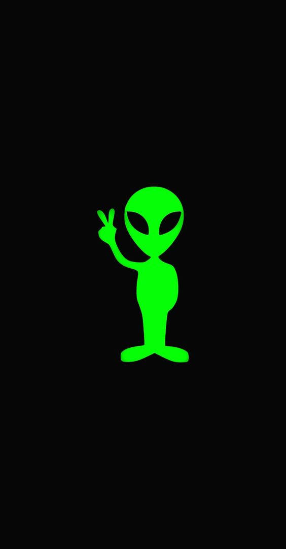 Cool Alien Doing Peace Sign Background