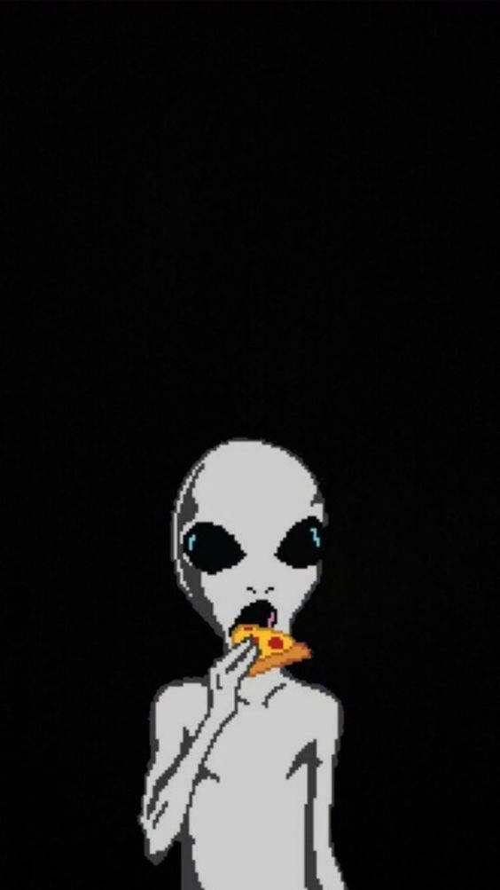 Cool Alien Eating Pizza