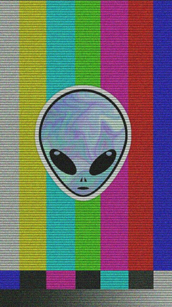 Cool Alien On A Tv Test Background Background