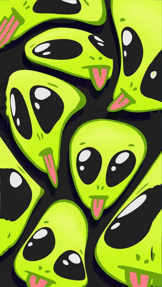 Cool Alien Stretched Faces Background