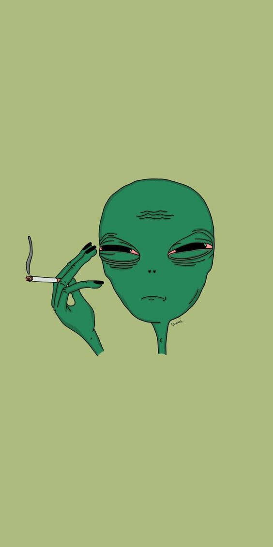 Cool Alien With A Cigarette Background