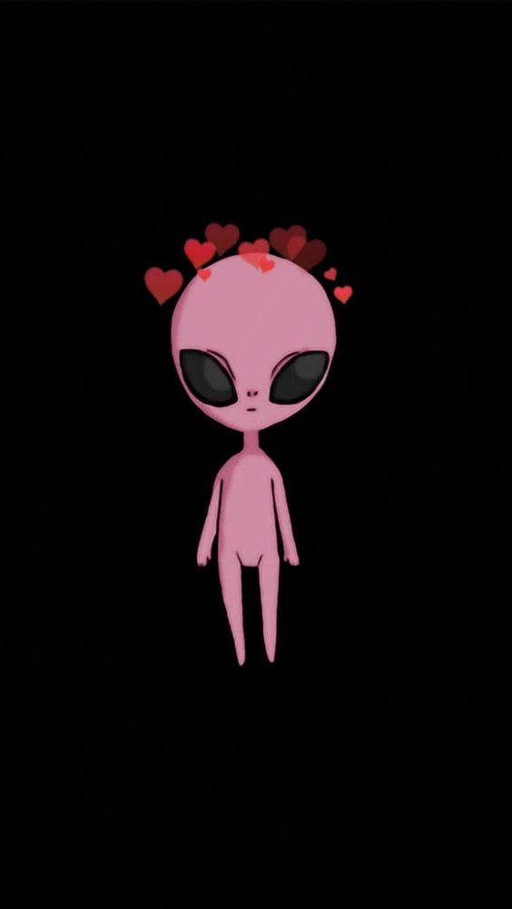 Cool Alien With Hearts Background