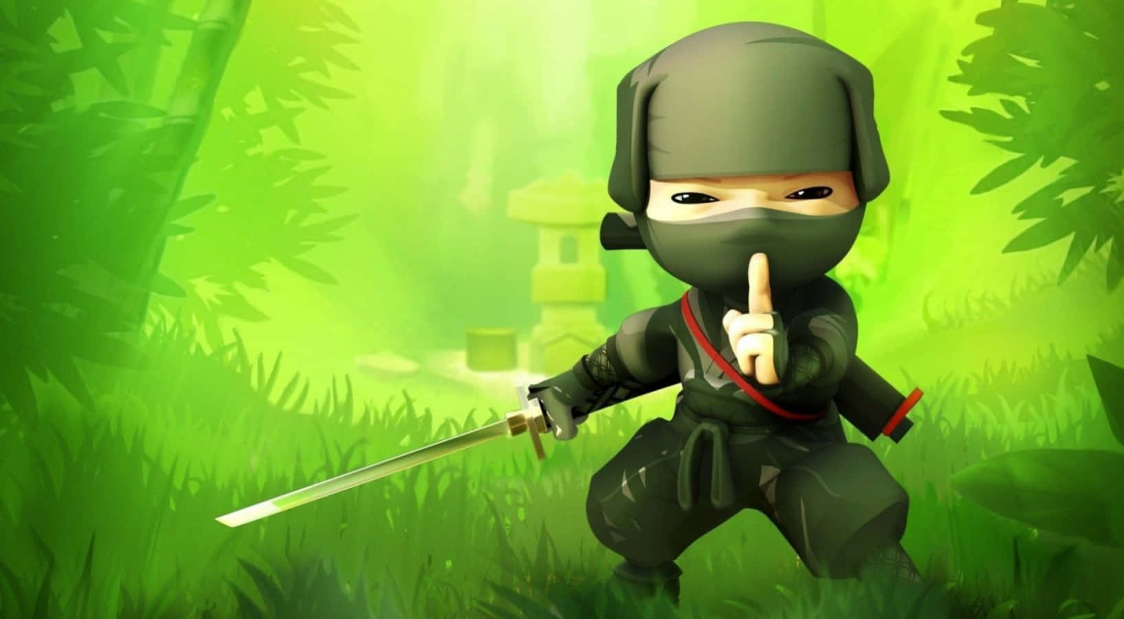 Cool And Cute Ninja In The Forest Background