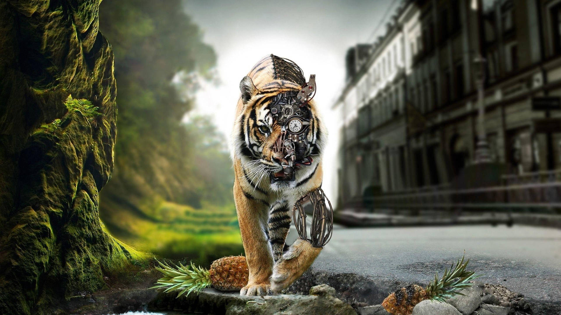 Cool Android Tiger Fusion Background