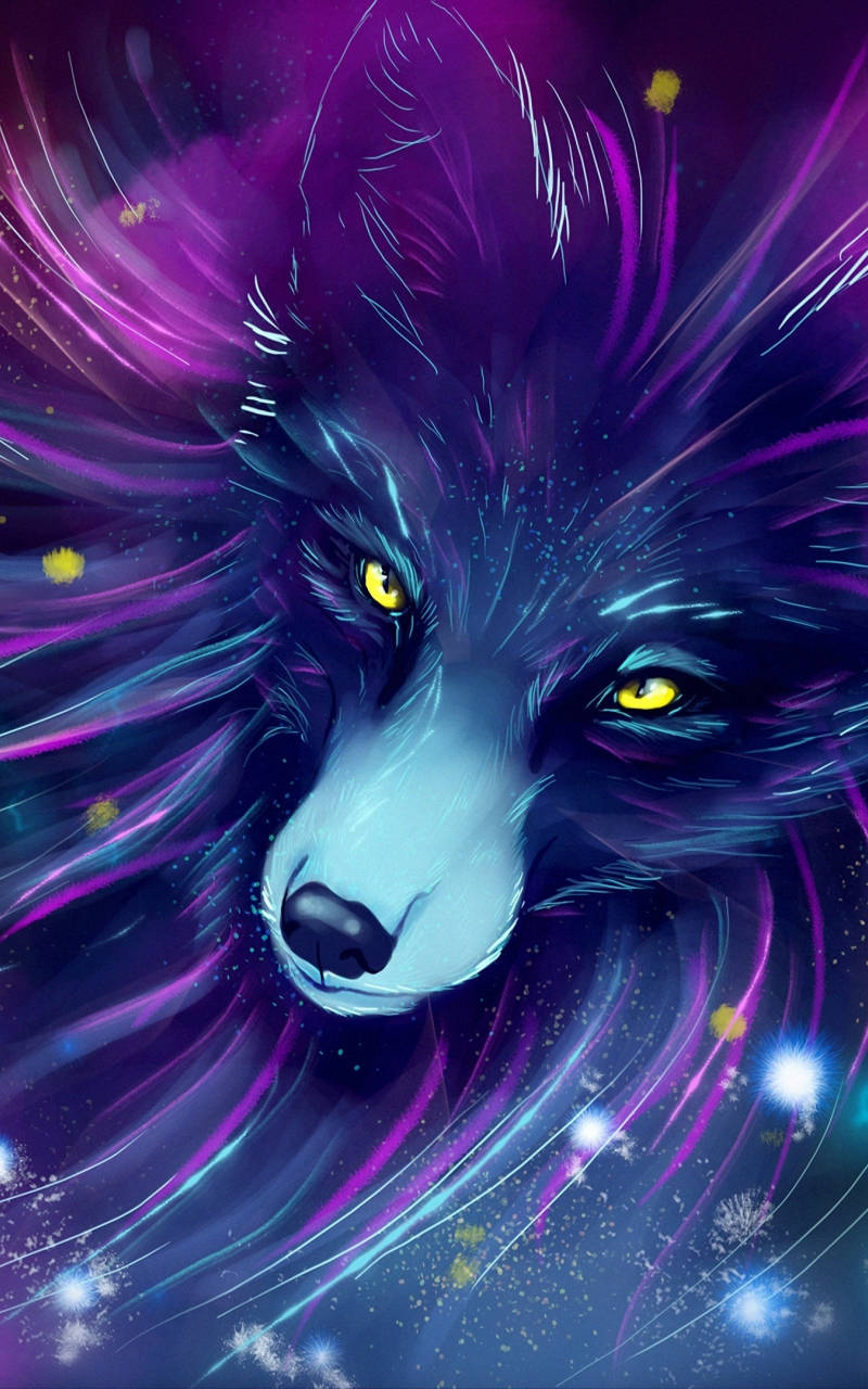 Cool Animated Ethereal Galaxy Wolf Background
