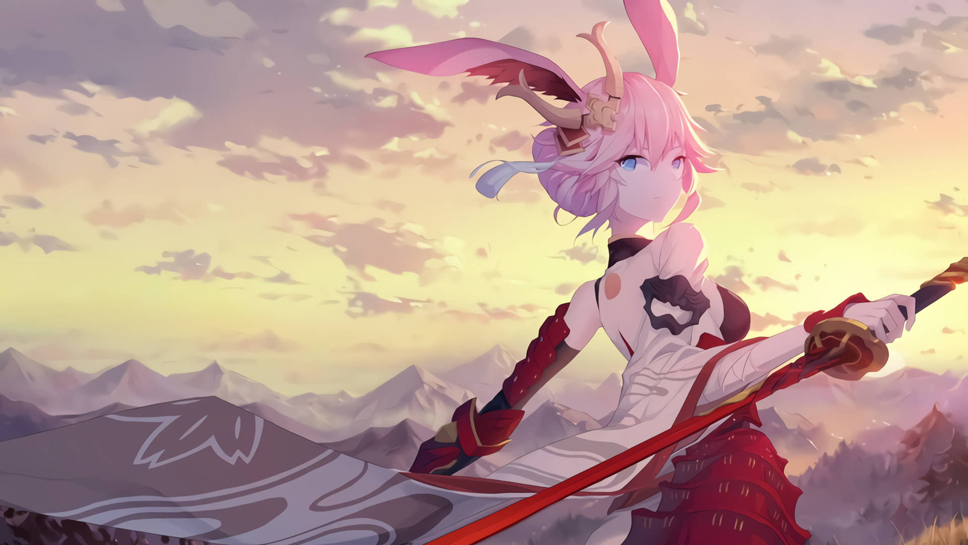 Cool Anime Bunny Girl With Sword Background