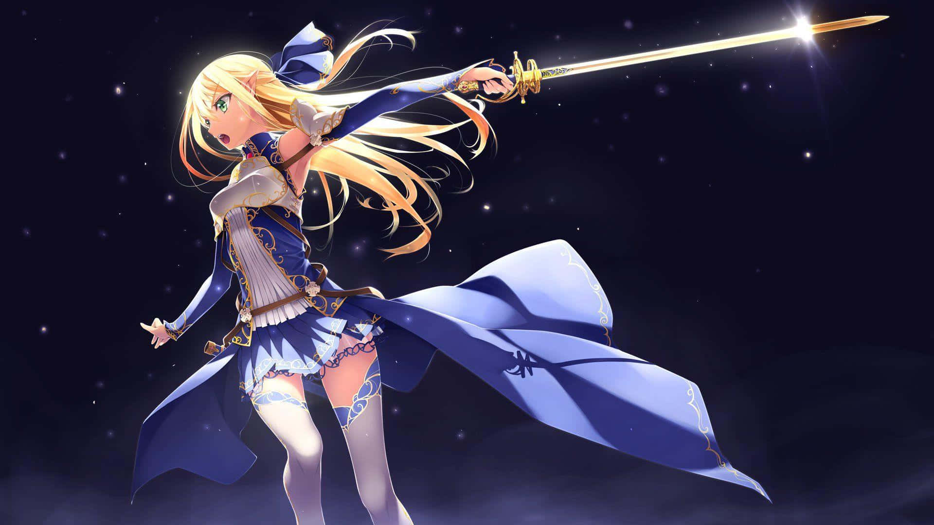 Cool Anime Character Magic Girl With Sword Background
