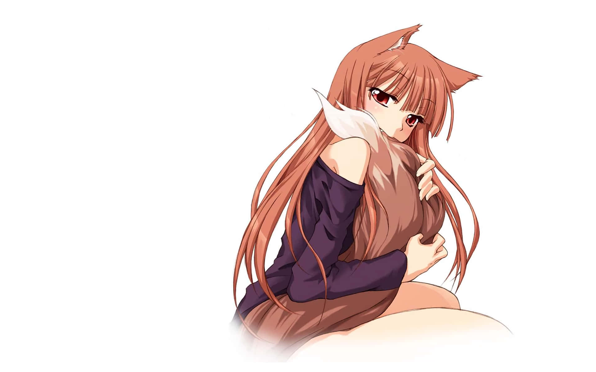 Cool Anime Fox Biting Her Tail Background