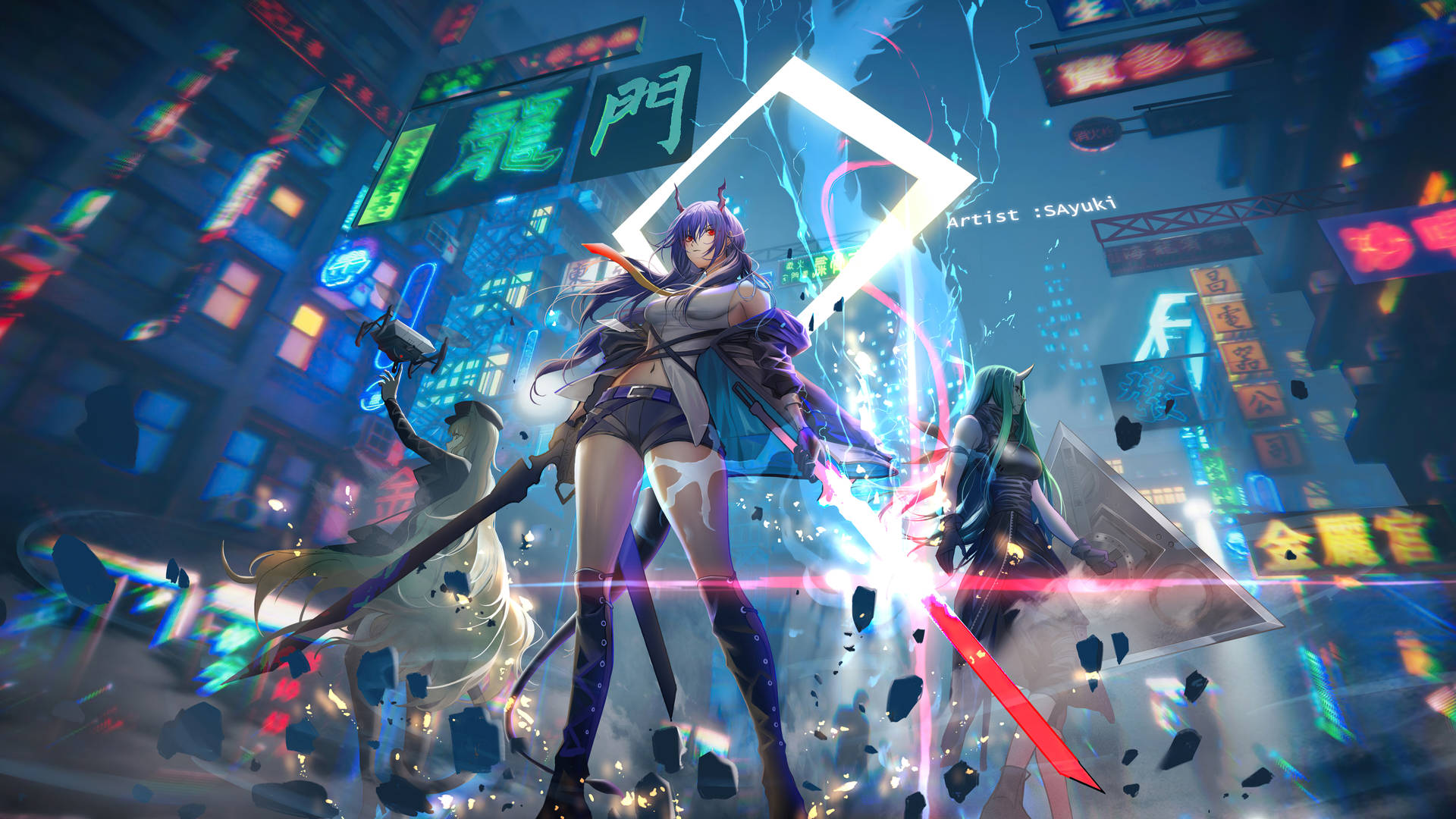 Cool Anime Futuristic City Background