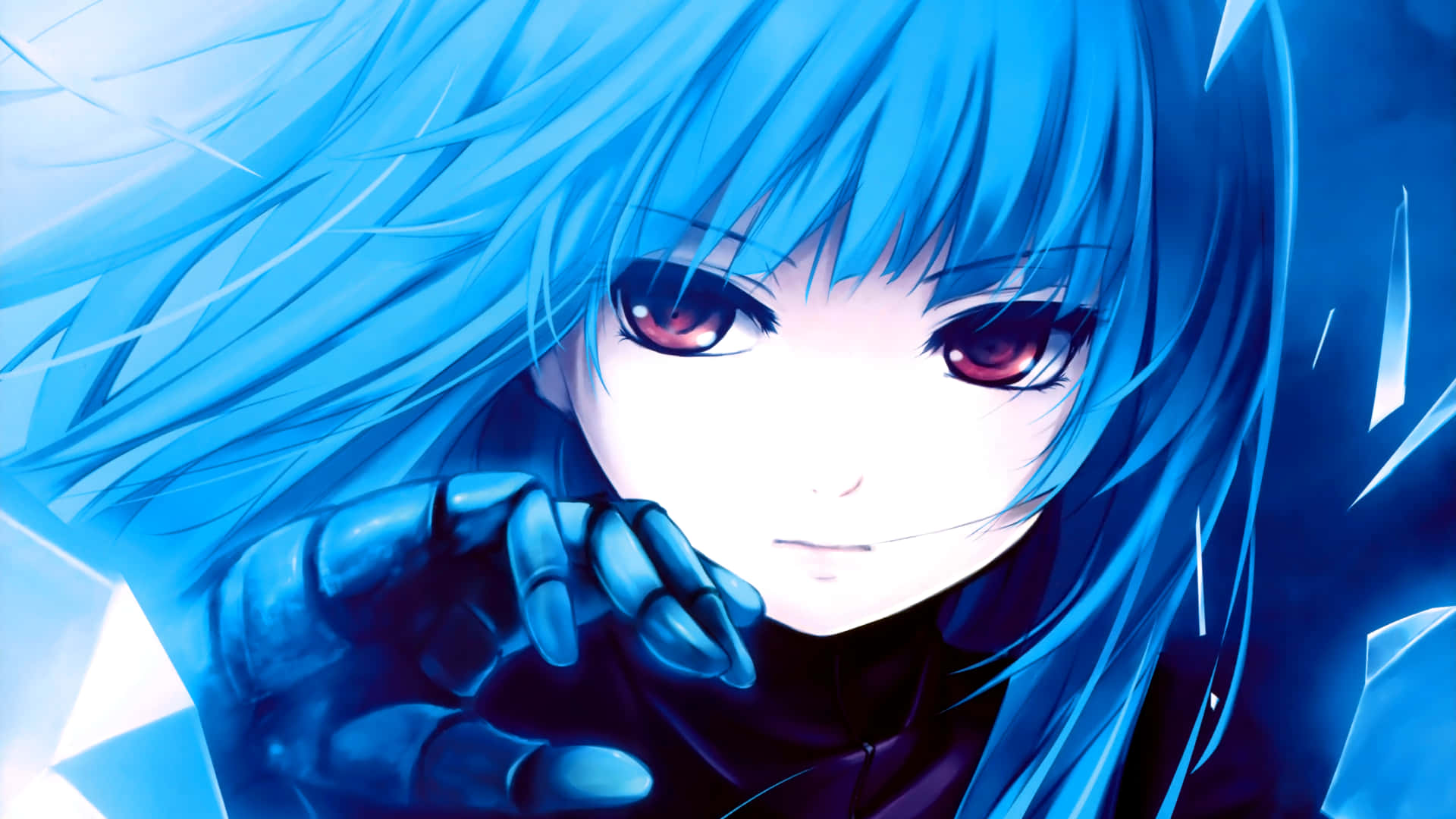 Cool Anime Girl Blue Hai Black Eyes