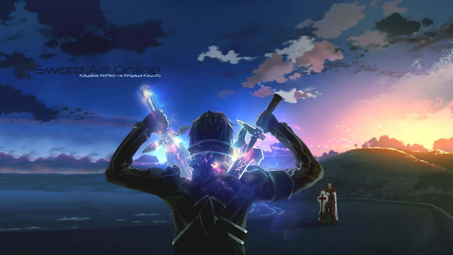 Cool Anime Man Blue Sword Background