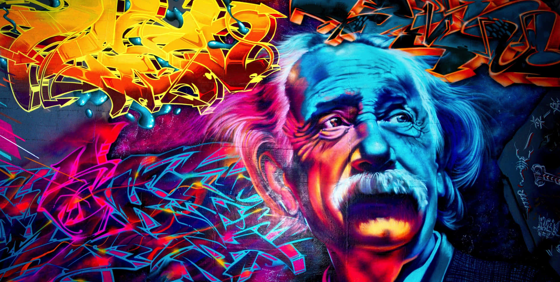 Cool Art Albert Einstein Neon Abstract Background