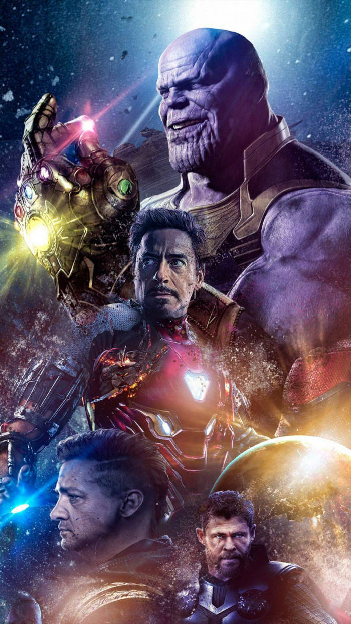 Cool Avengers Iron Man, Hawkeye, Thor, And Thanos Background