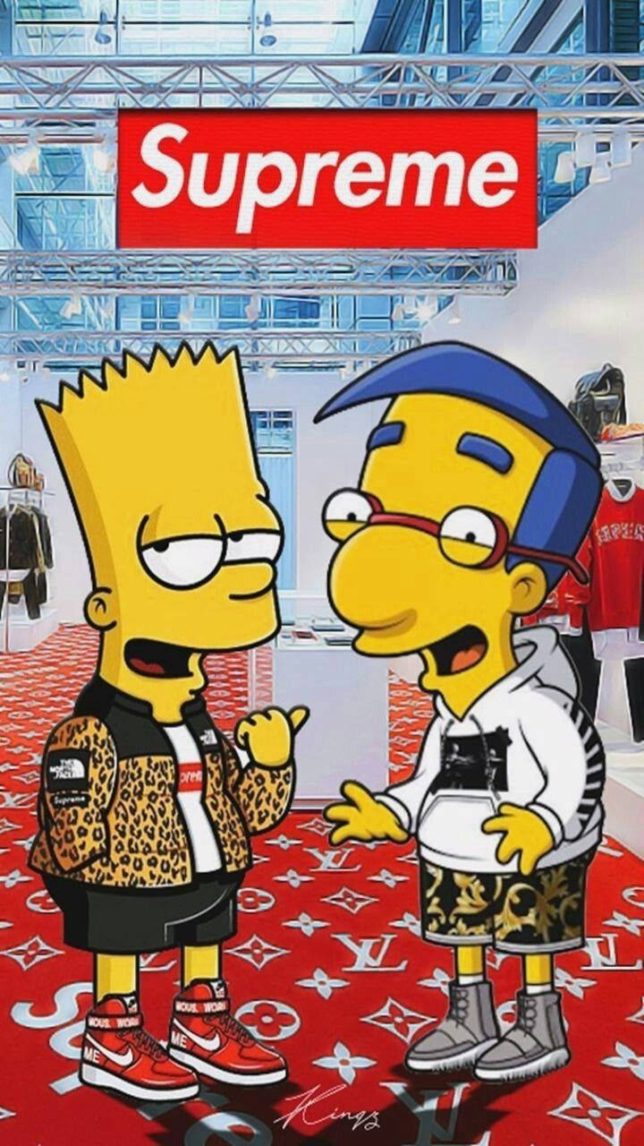 Cool Bart Simpson And Milhouse Supreme Background