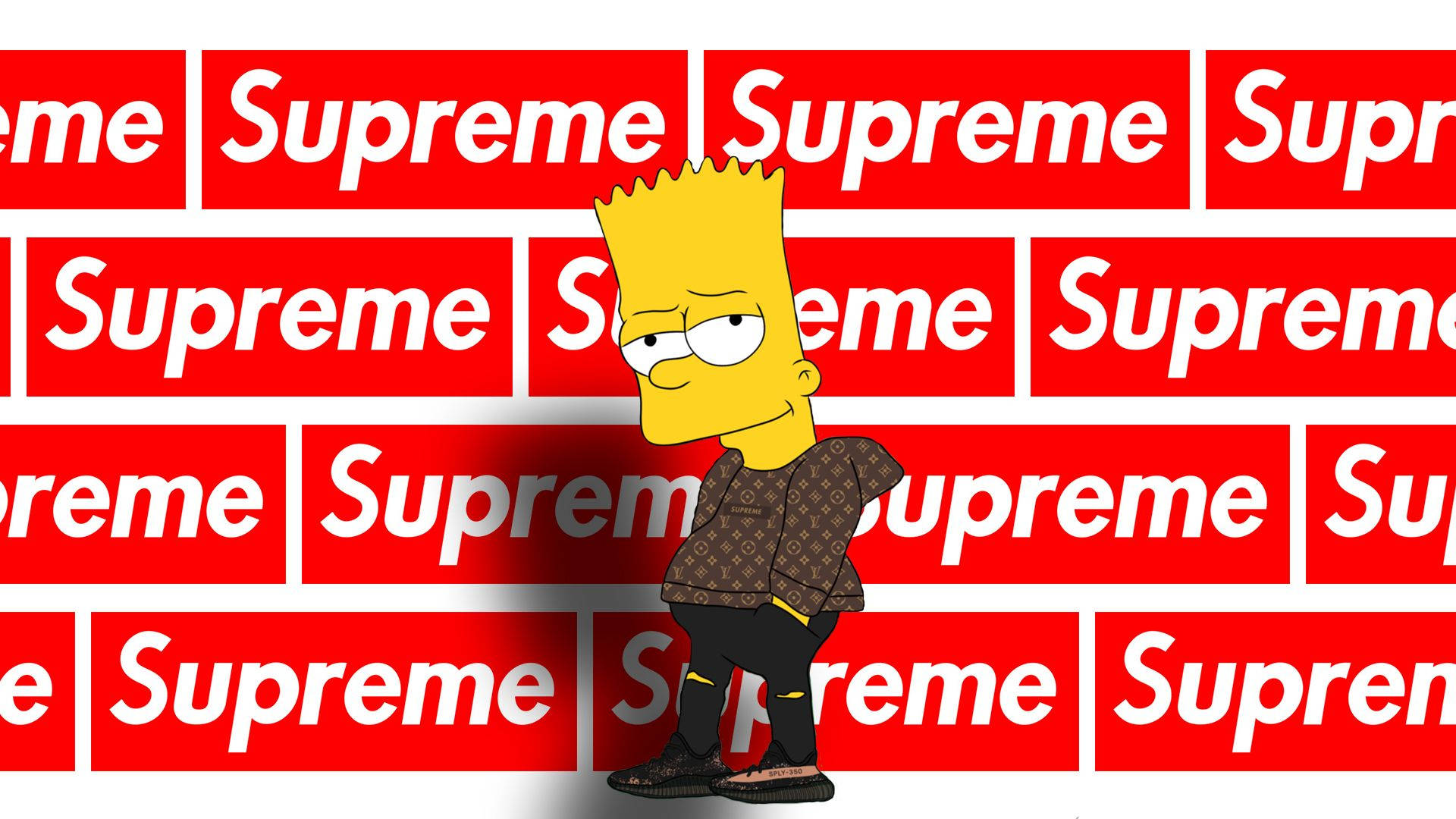Cool Bart Simpson In Supreme Background Background