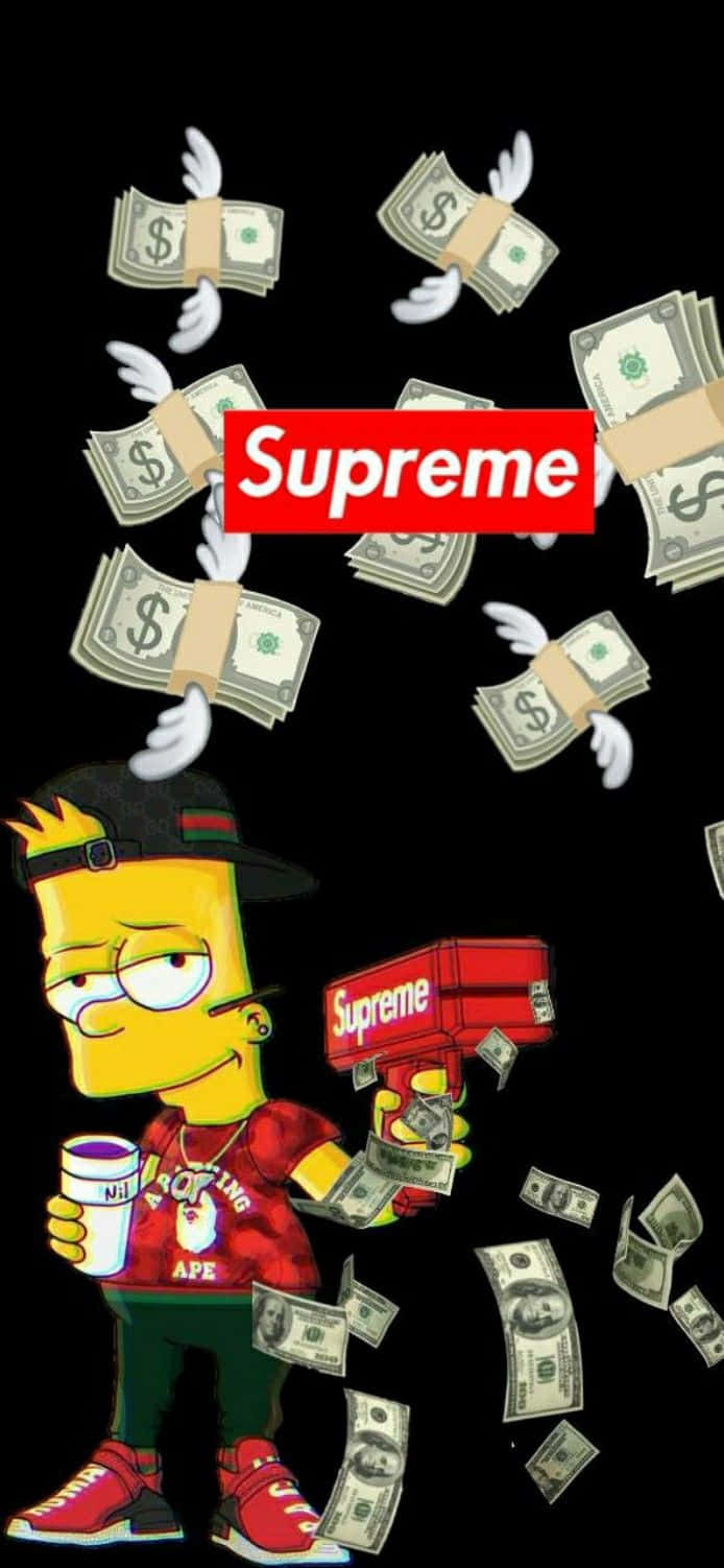 Cool Bart Simpson Money Background