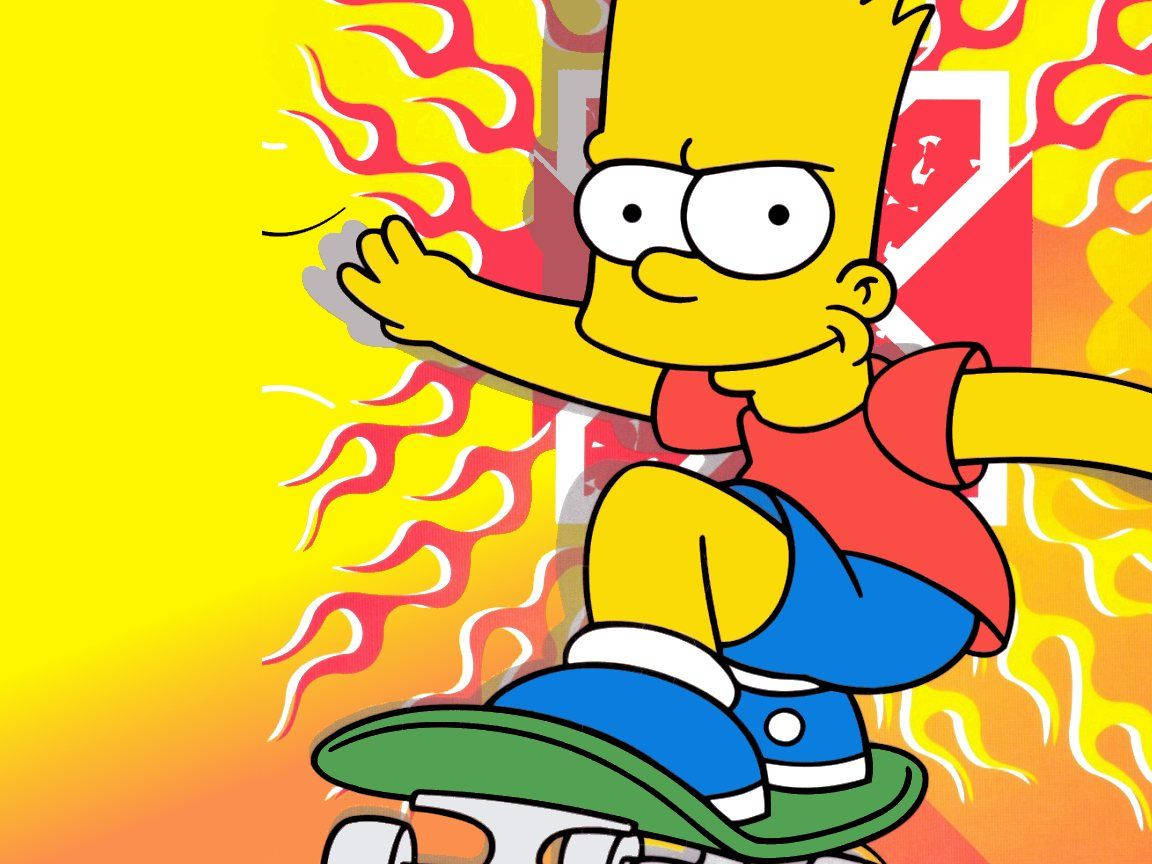 Cool Bart Simpson On Skateboard Background