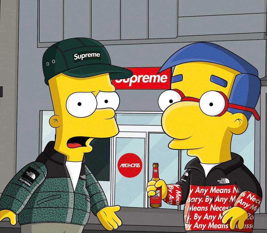 Cool Bart Simpson Supreme Hat Background