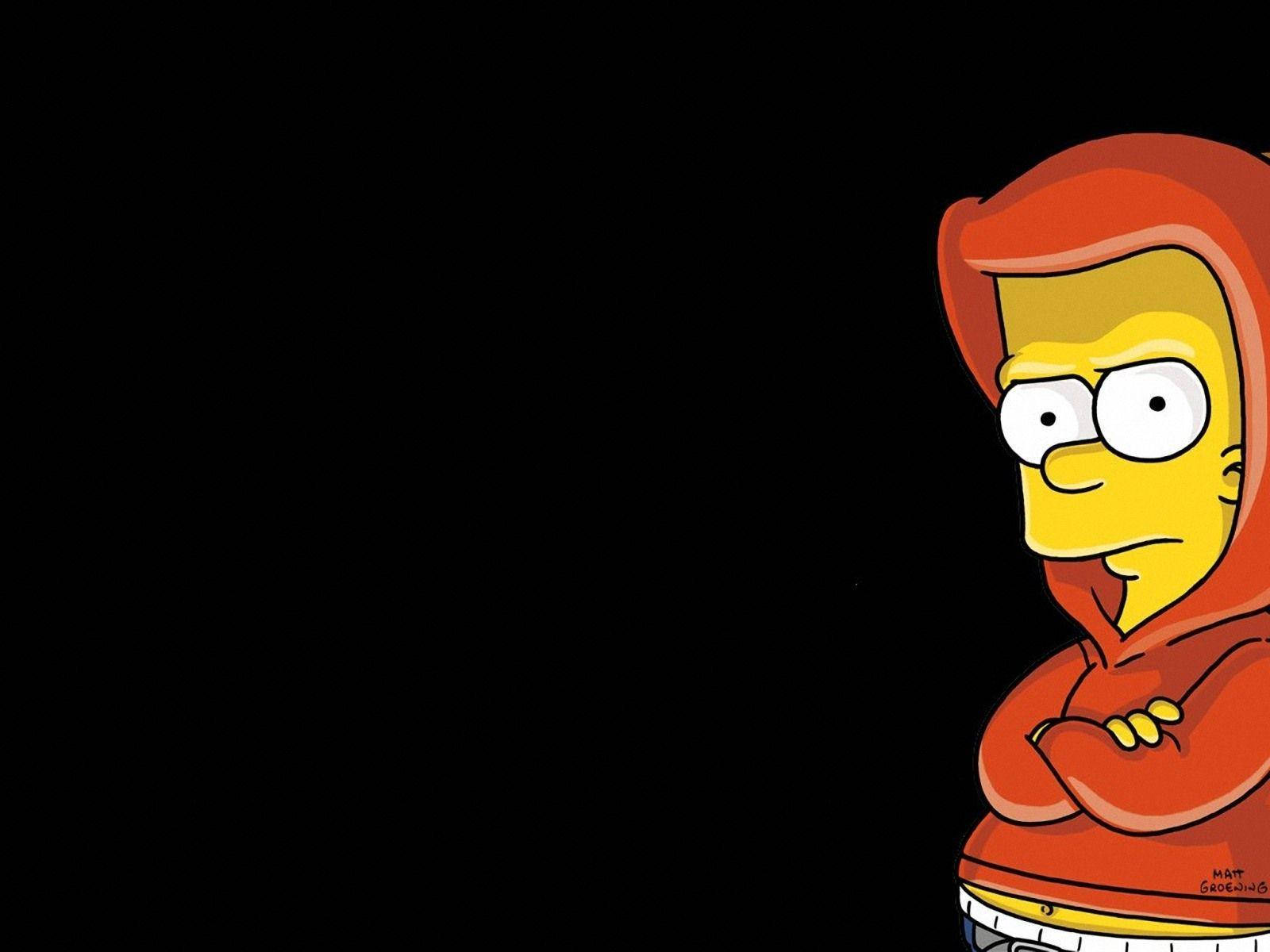 Cool Bart Simpson With Orange Hoodie Background