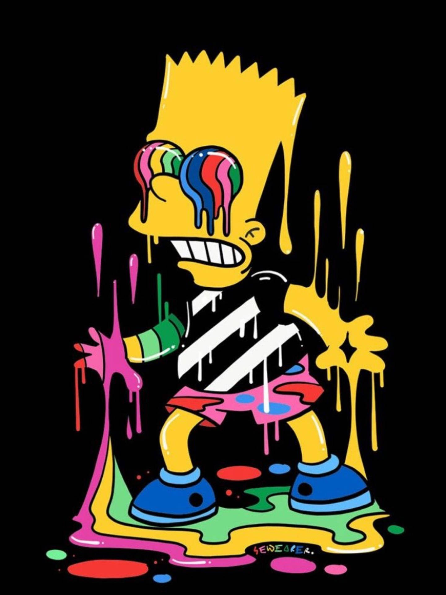Cool Bart Simpson With Paint Abstract Background