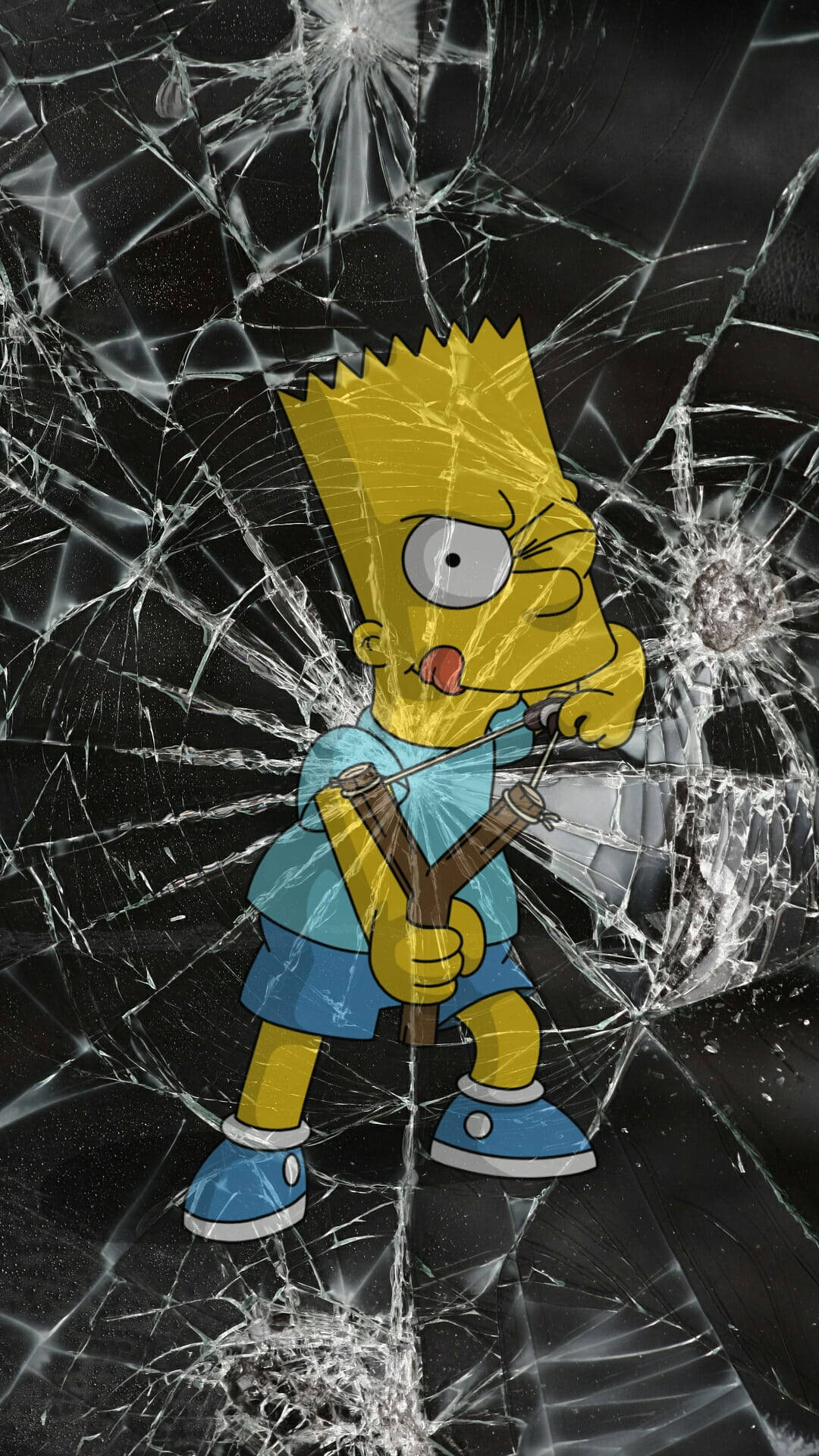 Cool Bart Simpson With Shattered Glass Background