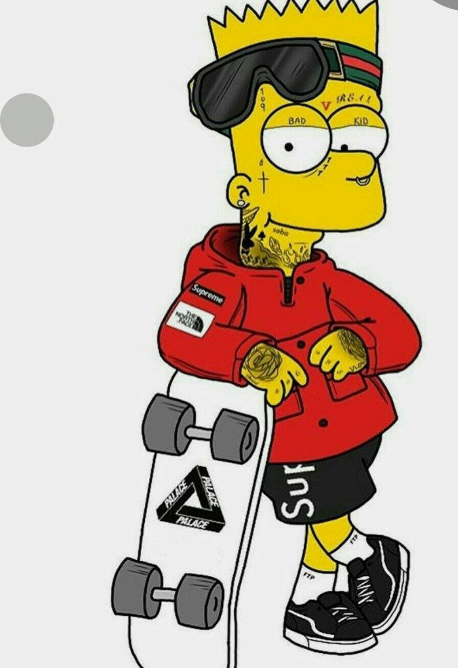 Cool Bart Simpson With Skateboard Background