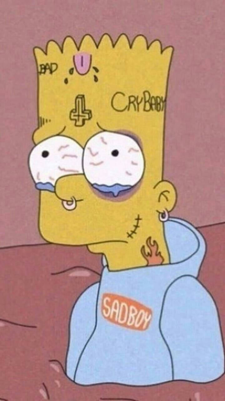 Cool Bart Simpson With Teary Eyes Background