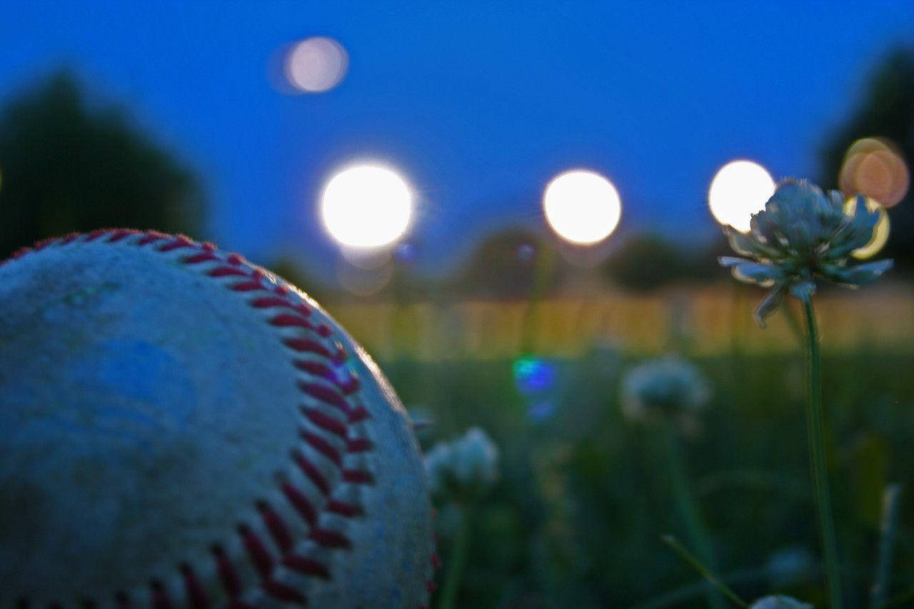 Cool Baseball On The Grass Background